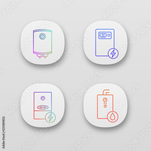Heating app icons set