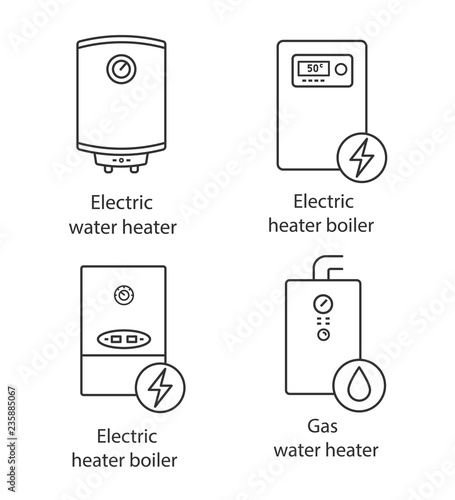 Heating linear icons set