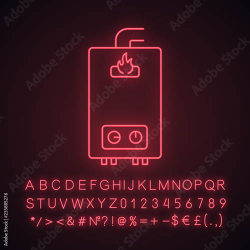 Gas water heater neon light icon