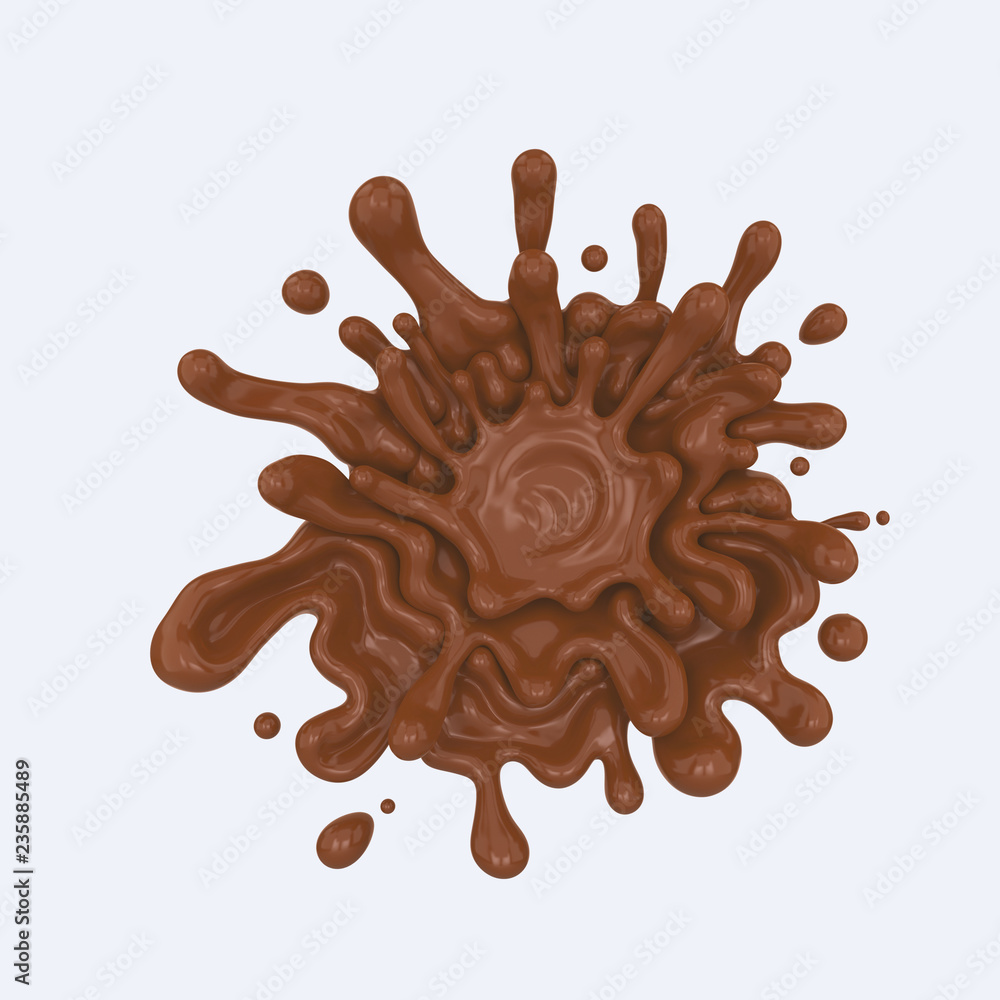 Obraz premium chocolate splash icon isolated on background, Include clipping path. 3d illustration.