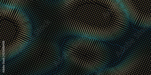 Vector colorful field visualization of forces. Magnetic or gravitational fluctuations chart. Science backdrop with a matrix of arows with magnitude and direction. Flow representation. Interaction.