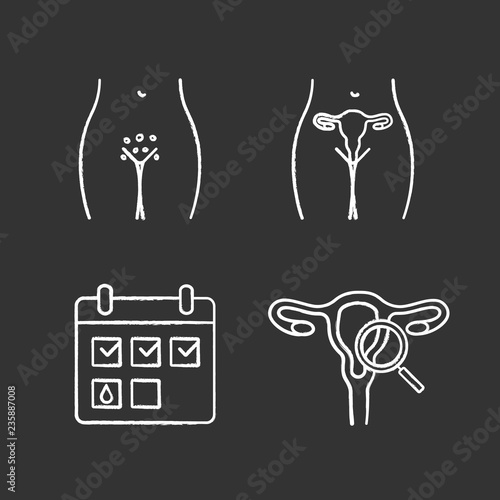 Gynecology chalk icons set