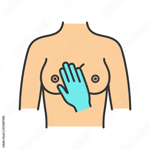 Breast palpation color icon