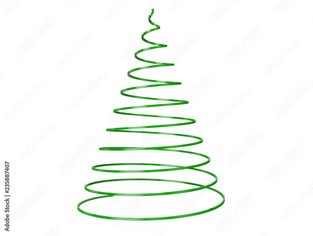 Christmas tree from ribbons isolated on white background 3d render Christmas tree from ribbons isolated on white background 3d render