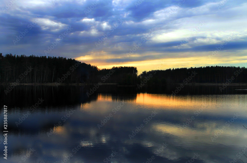 sunset over lake