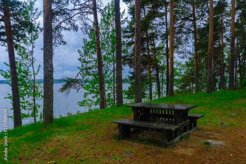 Landscape of lakes and forest along the Punkaharju ridge photo