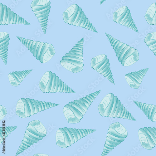 Pattern of seashells. Sea illustration. drawing made by pencil. Design for covers, Wallpapers and decoupage.