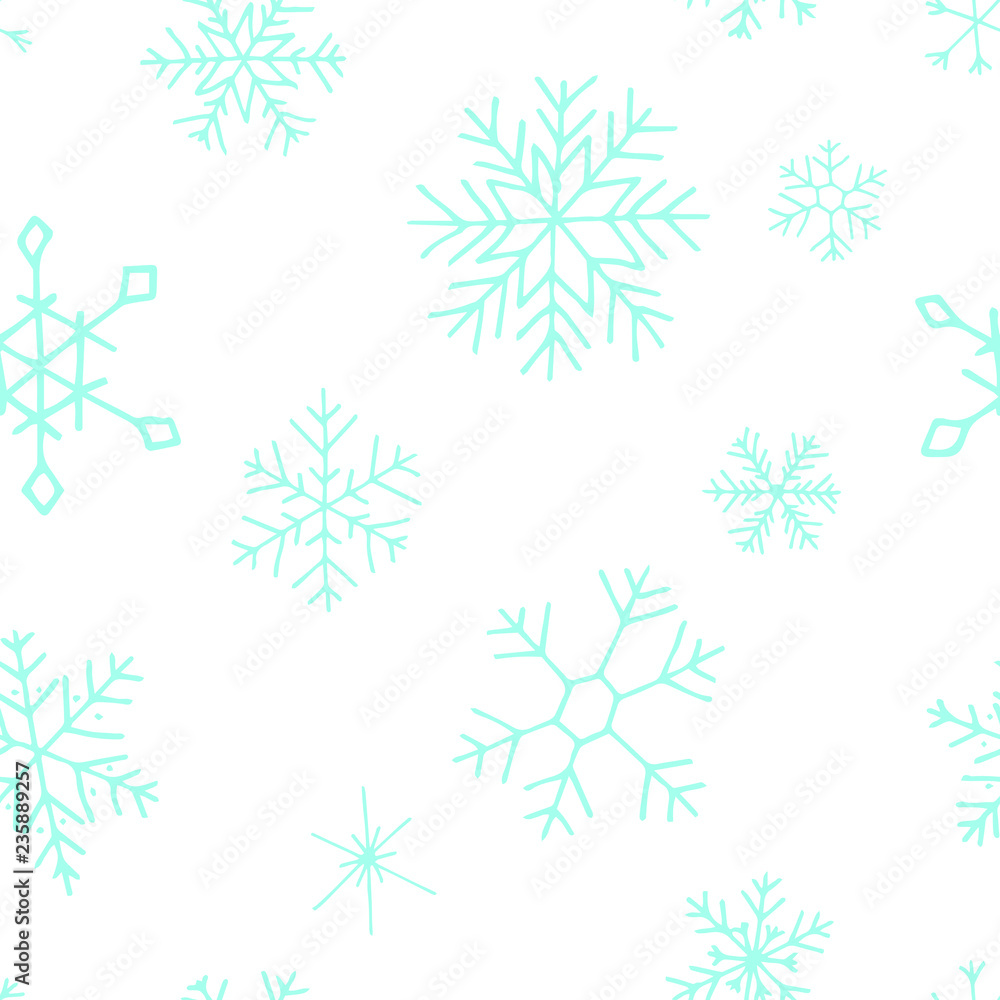 Collection of Christmas snowflakes, modern flat design. Seamless pattern. Endless texture. Can be used for printed materials. Winter holiday background. Hand drawn design elements. Festive card. Collection of Christmas snowflakes, modern flat design. Seamless pattern. Endless texture. Can be used for printed materials. Winter holiday background. Hand drawn design elements. Festive card.