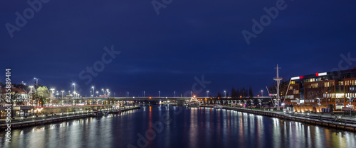 NIGHT RIVER - Port city of Szczecin by night 