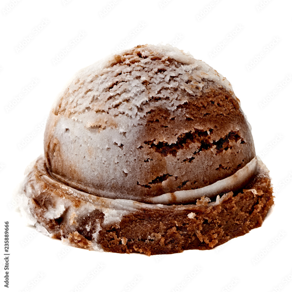 Chocolate and vanilla ice cream scoop isolated on white background Chocolate and vanilla ice cream scoop isolated on white background