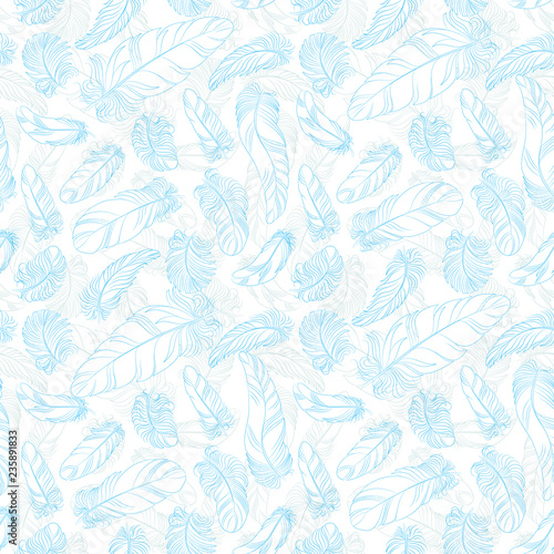 Feathers seamless pattern. Vector background