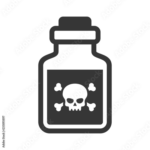 Glass Poison Bottle Icon on White Background. Vector