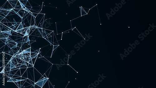 Abstract polygonal space background with connecting dots and lines .Concept of Network. 3d rendering.