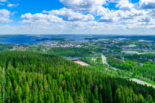Obraz na płótnie Landscape of Lake Kallavesi and Kuopio w salonie