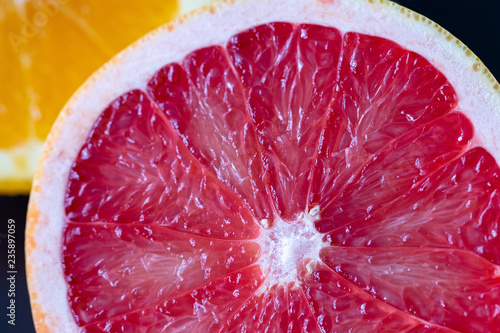 Detail of slices  orange and grapefruit