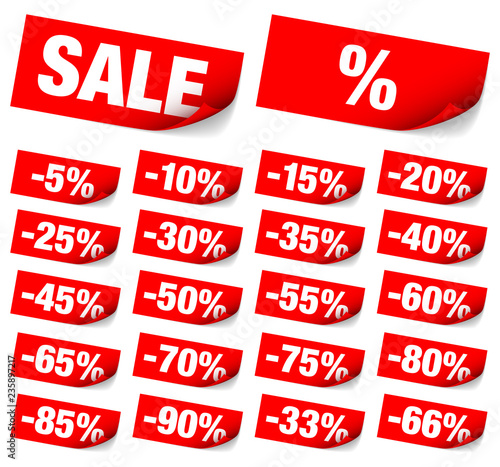 Sticker Tags Set "Sale" Minus Red