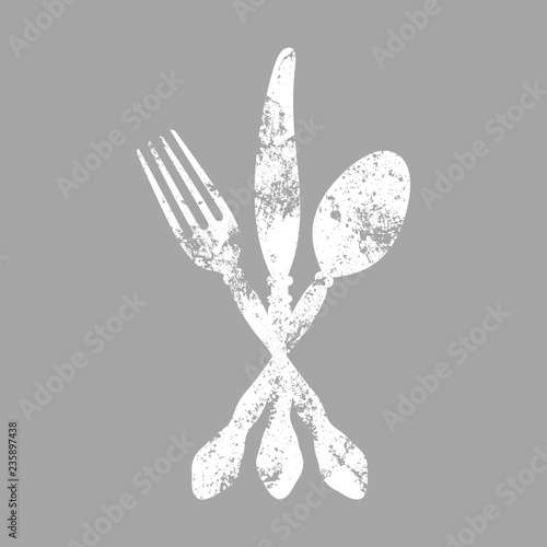 Cutlery Company Logo Grunge Grey 