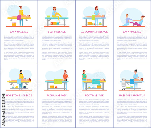 Facial and Abdominal Massage Care Posters Vector