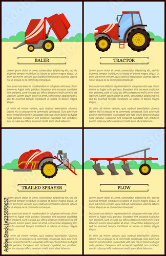 Tractor and Trailed Sprayer Vector Illustration photo