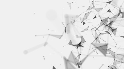 Abstract background consisting of triangles in space. Polygonal white background. Plexus effect. 3d rendering.