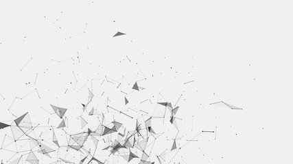 Abstract background consisting of triangles in space. Polygonal white background. Plexus effect. 3d rendering.
