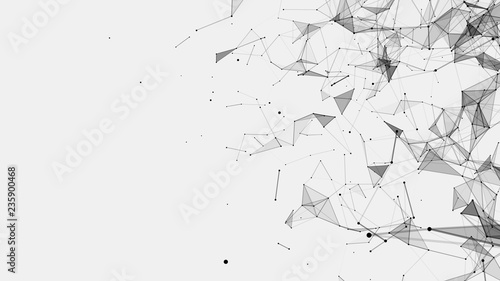 Abstract background consisting of triangles in space. Polygonal white background. Plexus effect. 3d rendering. photo