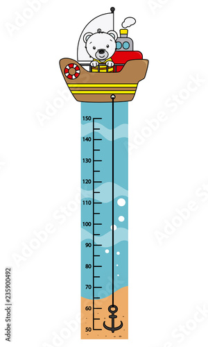 child wall meter. Bear on a boat