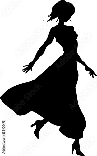 Vector silhouette of an woman in catwalk