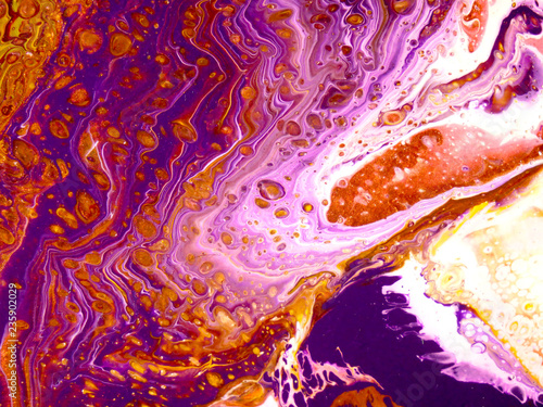 Abstract texture background burning painting. Purple, white, crimson fluid acrylic.