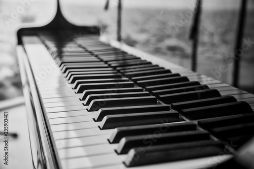 Close up view of piano keys
