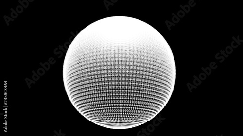 Big translucent sphere. Abstract Globe Grid. 3D Grid Design. 3D Technology Style.3D rendering. © Tetiana