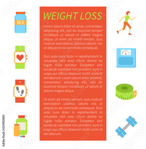 Weight Loss Pedometer Poster Vector Illustration