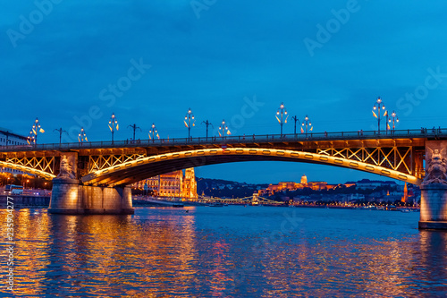 Margaret Bridge in Budapest. Night view © filirovska