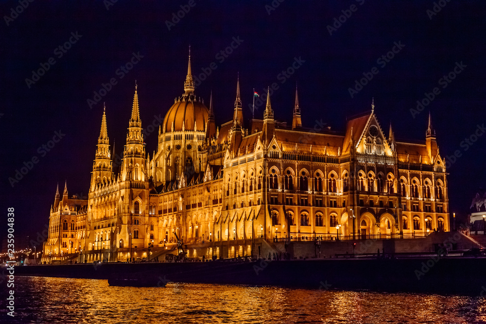 Budapest Parliament at night lights, Hungary