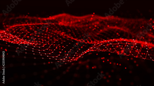 Abstract polygonal space. Network connection structure. Dark background with connecting dots and lines. Big data digital background. 3d rendering.