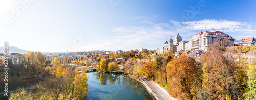 Panorama from the City of Bern, the Federal Palace, Parliament Building housing the Swiss Federal Assembly and the Federal Council, Switzerland 