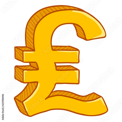 Vector Cartoon Gold Currency Sign. Turkish Lira  Symbol