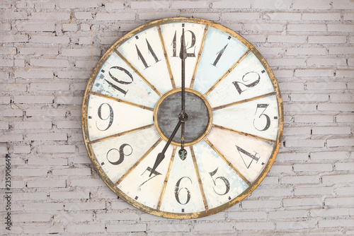 Wallpaper Mural Retro clock showing seven oclock on the wall Torontodigital.ca