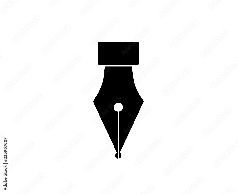 Ink Pen Vector Icon Isolated On White Ink Pen Silhouette Icon