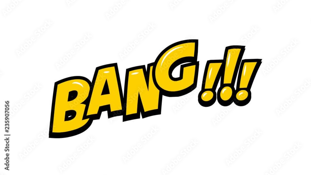 Cartoon animation of word Bang! with matte channel in comics style Cartoon animation of word Bang! with matte channel in comics style