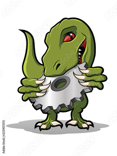 Raptor Mascot Biting Metal Gear