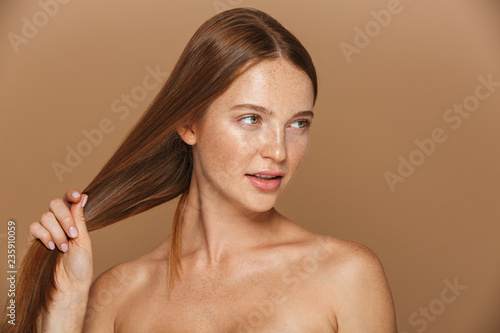 Beauty portrait of a sensual young topless woman