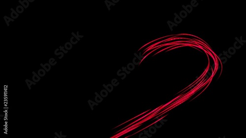 Wrapping red lines are creating a heart shape. Animated heart shape.