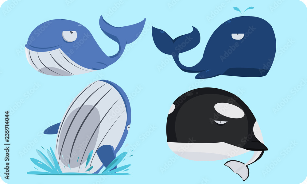 Obraz premium whale cute collection vector illustration