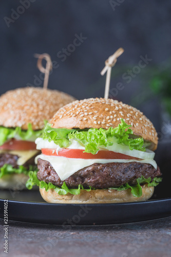 Hamburger with beef meat