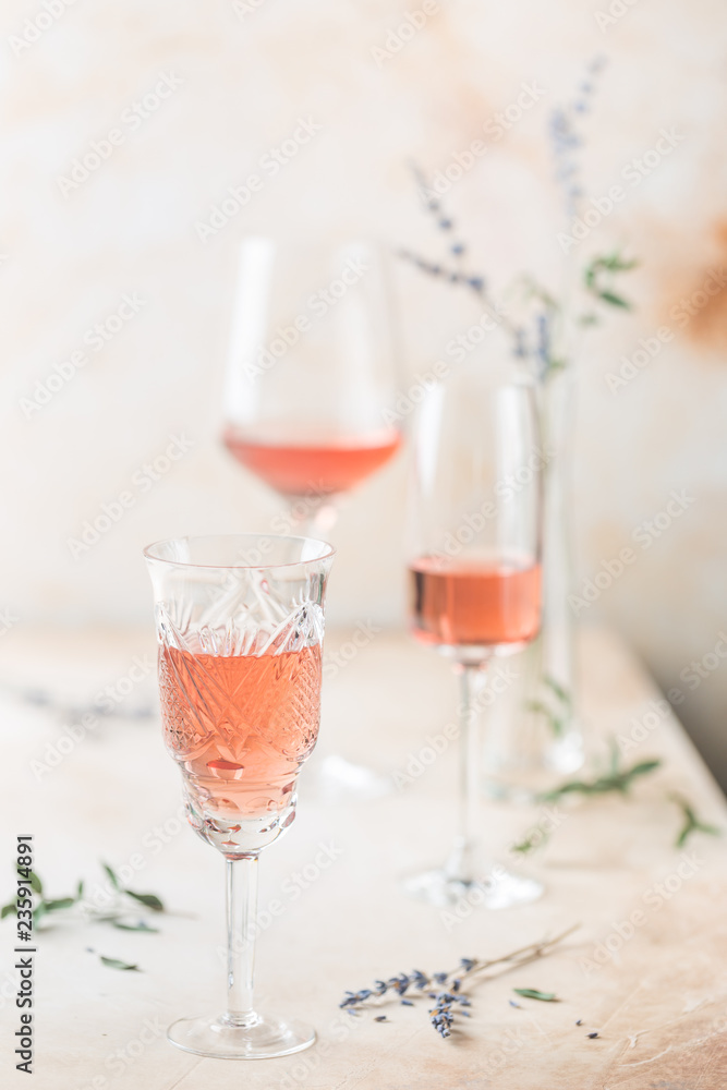 Glasses of rose wine Glasses of rose wine