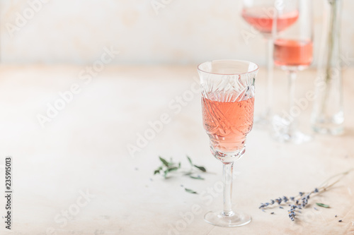 Glasses of rose wine
