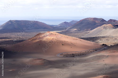 Unique volcanic landscapes and mountains of Timanfaya National Park, Lanzarote, Canary islands