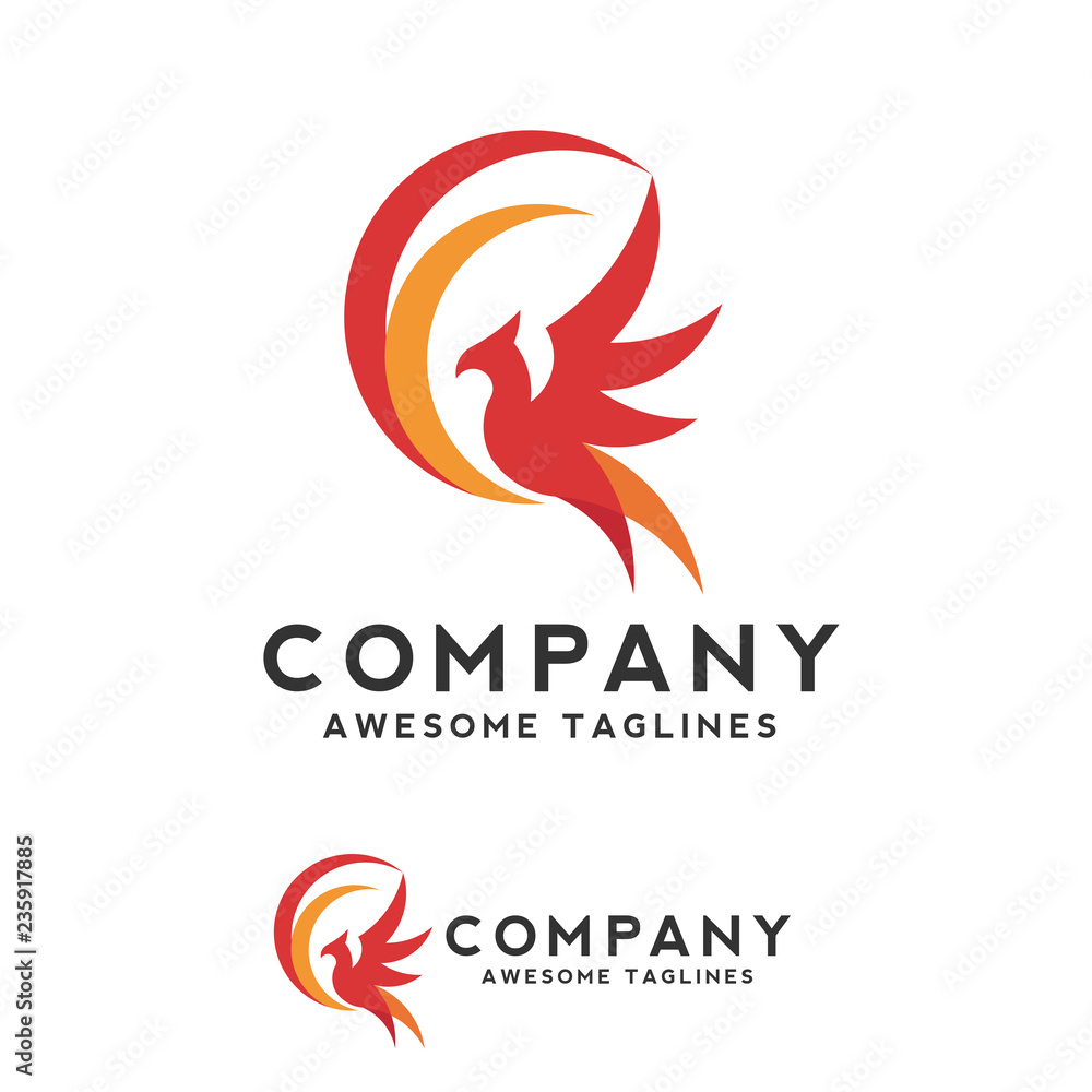 Naklejka premium creative phoenix bird logo concept, eagle fly logo vector design concept