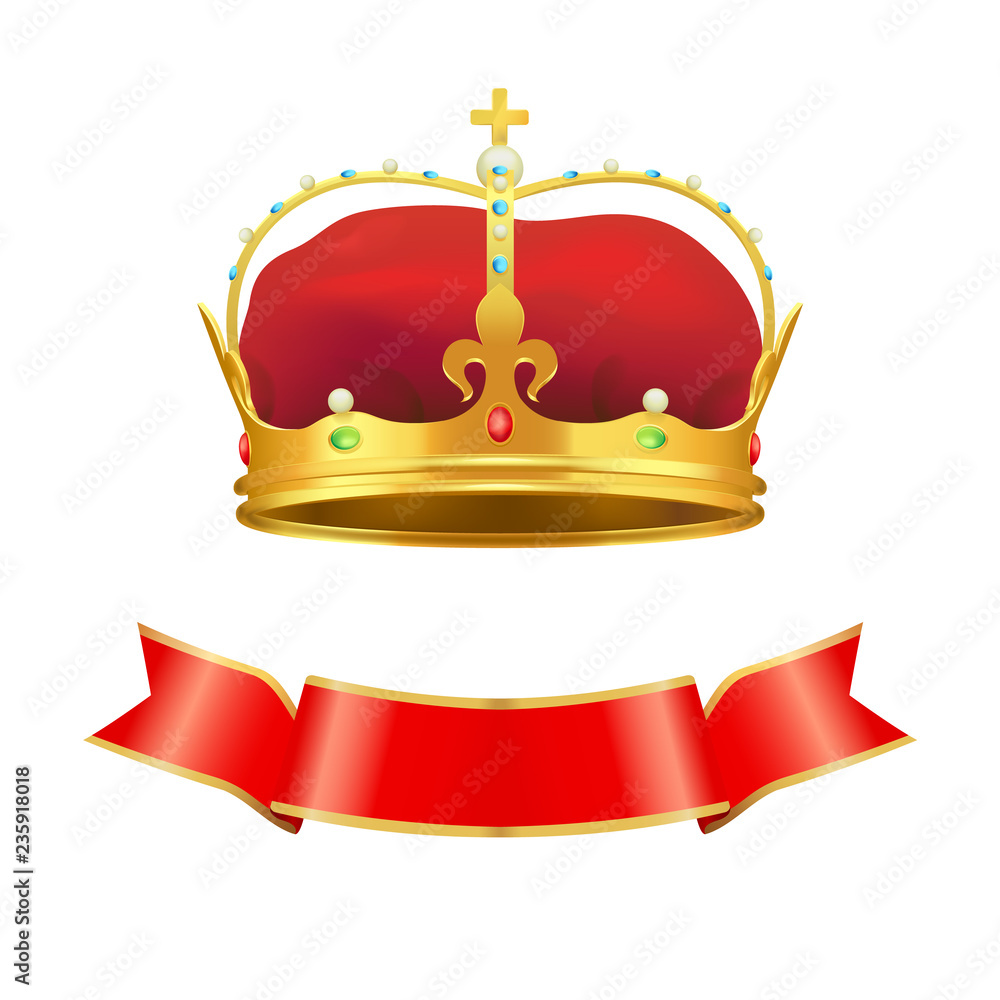 Ribbon and Crown Set Icons Vector Illustration Ribbon and Crown Set Icons Vector Illustration